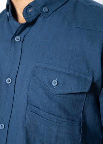Синяя кэжуал рубашка однотонная Time of Style
