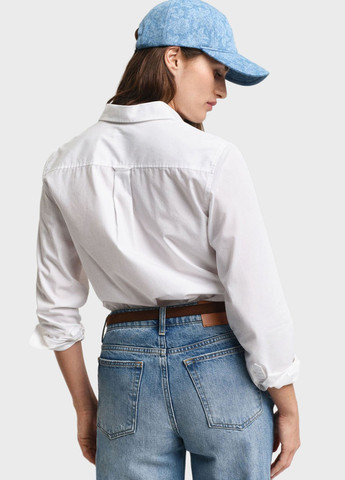 Белая классическая, кэжуал рубашка однотонная Gant