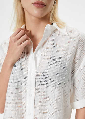 Белая кэжуал рубашка однотонная KOTON