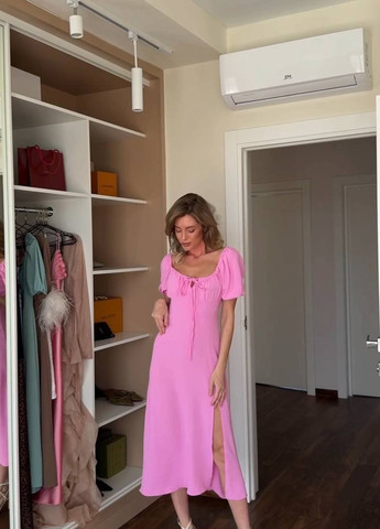 Рожева кежуал сукня з відкритими плечима Fashion однотонна
