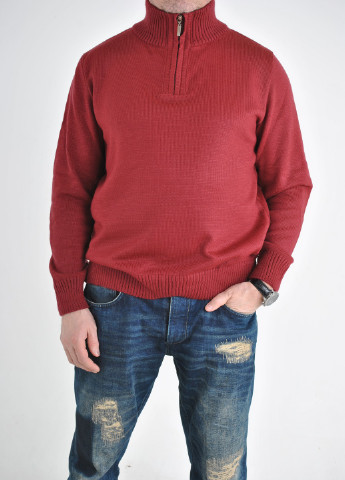 Темно-червоний зимовий шерстяний светр з блискавкою на горловині Berta Lucci