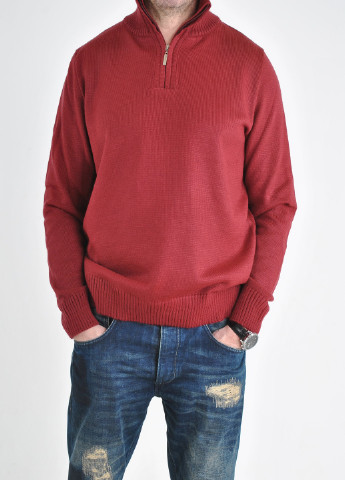 Темно-червоний зимовий шерстяний светр з блискавкою на горловині Berta Lucci