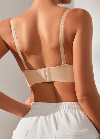 Светло-бежевый корбей бюстгальтер SHEIN без косточек полиамид