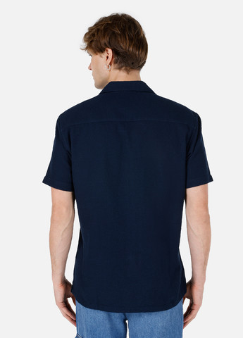 Темно-синяя кэжуал рубашка однотонная Colin's