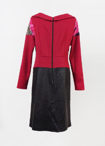 Красное кэжуал платье с длинным рукавом Bellezza с абстрактным узором