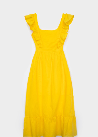 Желтое повседневный желтое хлопковое платье Gepur однотонное