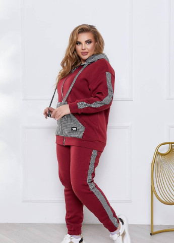 Женский спортивный костюм из трехнитки на флисе бордового цвета р.48/50 374464 New Trend (256383831)