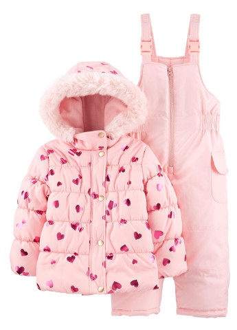 Розовый зимний костюм (куртка, комбинезон) Carter's