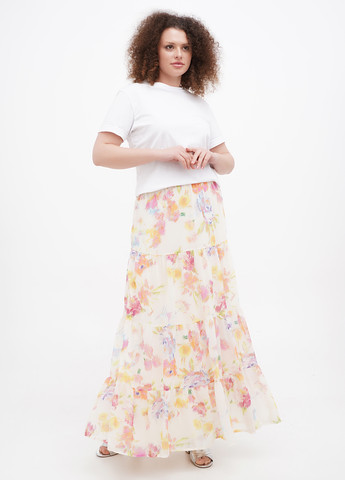 Разноцветная кэжуал цветочной расцветки юбка Boohoo а-силуэта (трапеция)