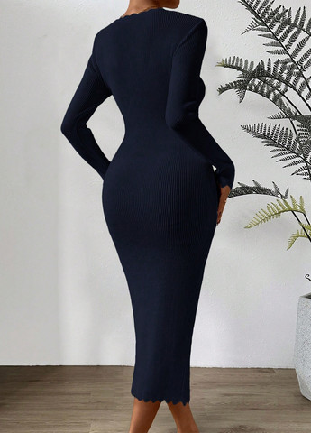 Темно-синя кежуал сукня силуетна SHEIN однотонна