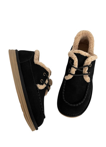 Черные слипоны ALLSY с мехом однотонные