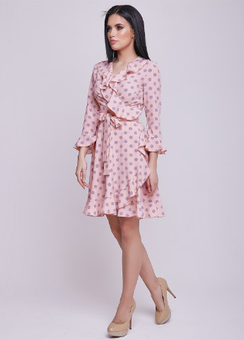 Розовое кэжуал платье ST-Seventeen в горошек