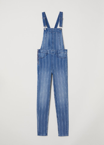 Комбінезон H&M комбінезон-брюки смужка синій джинсовий бавовна