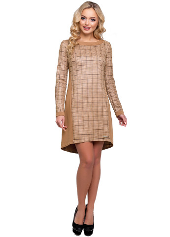 Светло-коричневое кэжуал платье ST-Seventeen в клетку