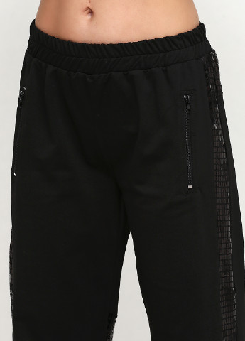 Костюм (свитшот, брюки) F.X Missony однотонный чёрный спортивный хлопок, трикотаж
