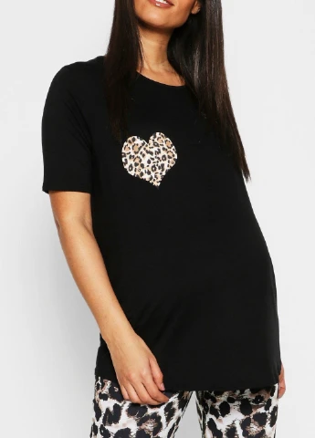 Черный демисезонный комплект для беременных (футболка, брюки) Boohoo