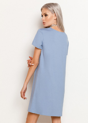 Блакитна кежуал плаття, сукня сукня-футболка VONAVIN однотонна