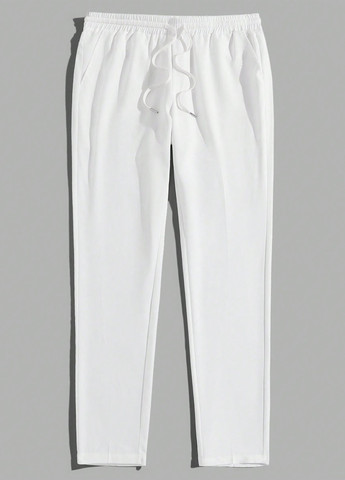 Белые кэжуал демисезонные зауженные брюки SHEIN