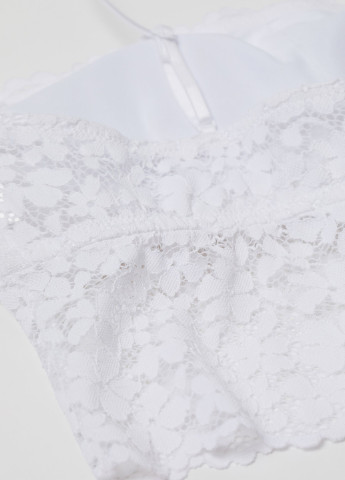 Белый топ бюстгальтер H&M без косточек полиамид, гипюр