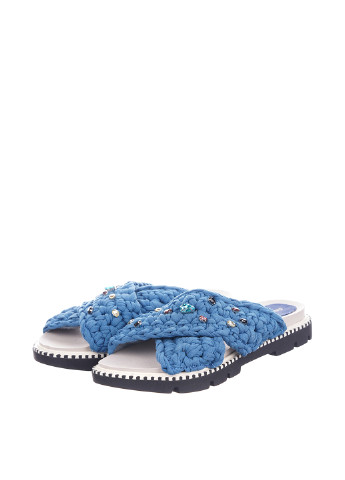 Светло-синие шлепанцы Ari Andano плетение, с камнями