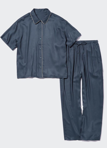 Темно-синя всесезон піжама (сорочка, штани) рубашка + брюки Uniqlo