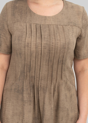 Темно-бежевое кэжуал платье а-силуэт A'll Posa с абстрактным узором