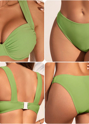 Зеленый летний купальник (лиф, трусики) раздельный SHEIN