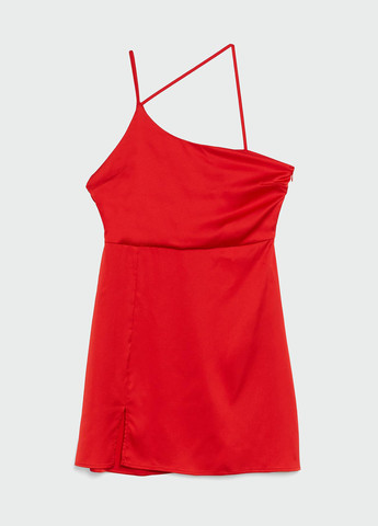 Красное кэжуал платье на одно плечо Stradivarius однотонное