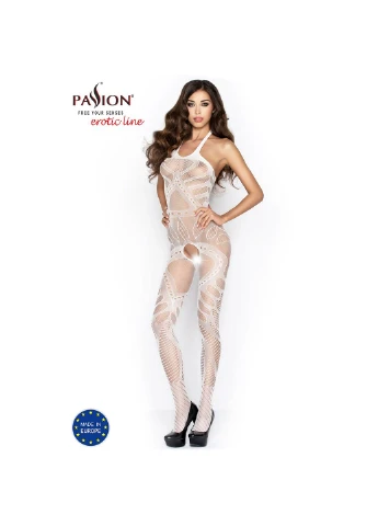 Бодістокінг BS037 white, комбінезон, відкрита спина, халтер Passion (255458434)