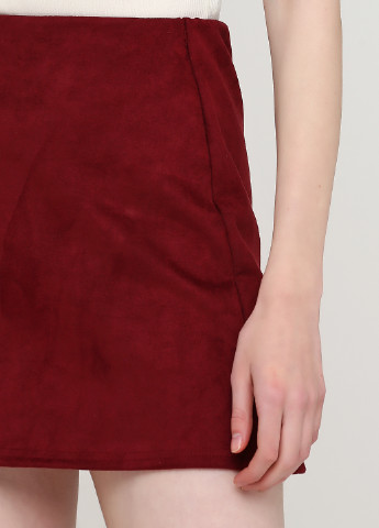Бордовая кэжуал однотонная юбка Boohoo а-силуэта (трапеция)