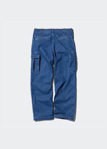Голубые демисезонные карго джинсы Uniqlo