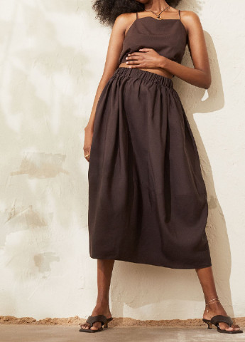 Темно-коричневая однотонная юбка H&M