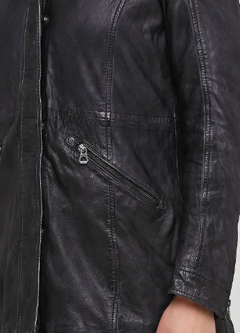 Темно-коричнева демісезонна шкіряна куртка Gipsi