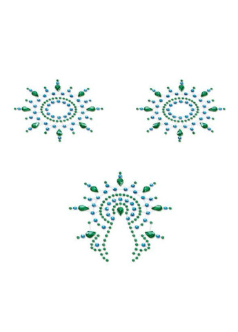 Пестіс з кристалів Gloria set of 3 - Green/Blue, прикраса на груди та вульву Petits Joujoux (255459630)