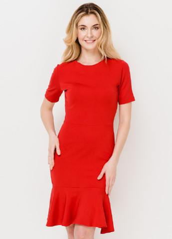 Красное кэжуал платье короткое Escena однотонное