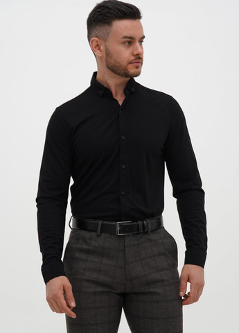 Черная классическая рубашка однотонная Trend Collection