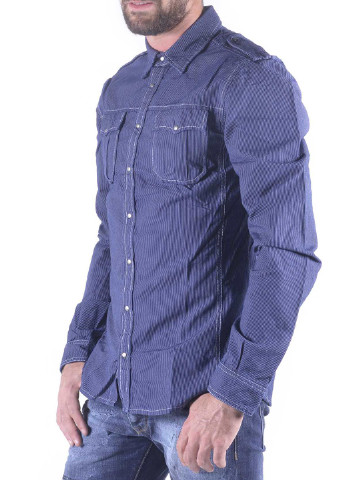 Синяя джинсовая рубашка однотонная Made in Italy