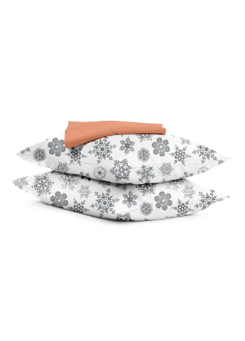 Полуторный комплект RANFORS TERRAKOT SNOWFLAKES GREY (пододеяльник 160х220 см, простынь 155х240 см, наволочка 2 шт 50х70 см) Cosas (251413600)