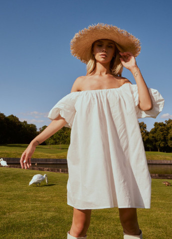 Молочное повседневный молочное платье из натурального коттона Gepur однотонное