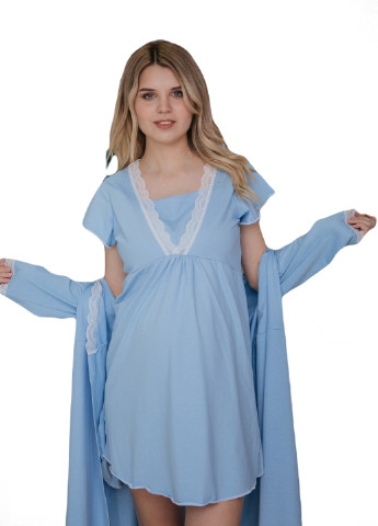 Комплект нічна сорочка + халат для вагітних і годуючих HN ярина (252358259)