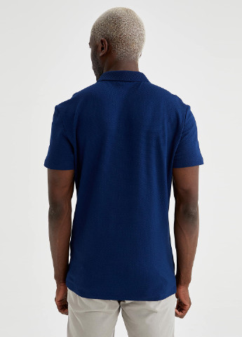 Синяя футболка-поло для мужчин DeFacto однотонная