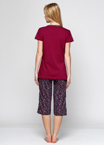 Бордовый демисезонный комплект (футболка, капри) SNC Pijama