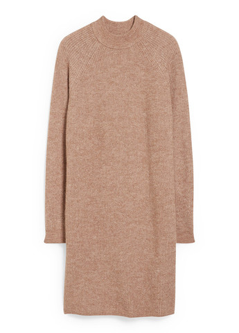 Бежевое кэжуал платье платье-свитер C&A меланжевое