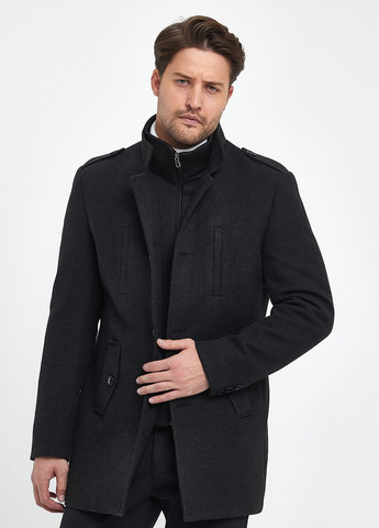 Темно-сіре демісезонне Пальто однобортне Trend Collection