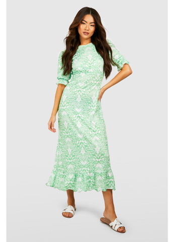 Салатова кежуал сукня а-силует Boohoo з квітковим принтом