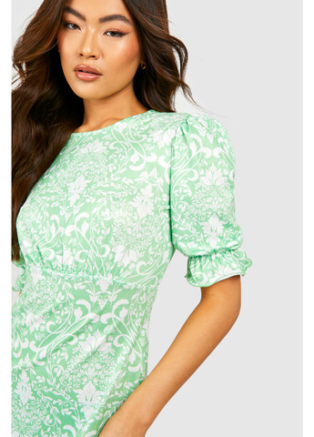 Салатова кежуал сукня а-силует Boohoo з квітковим принтом