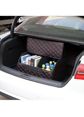 Органайзер складний сумка саквояж у багажник в автомобіль для продуктів з кришкою 66х32х30 см (473326-Prob) Чорний з червоним Unbranded (254402612)