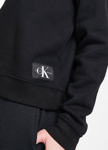 Свитшот Calvin Klein - Свободный крой однотонный черный кэжуал хлопок, трикотаж - (260413531)