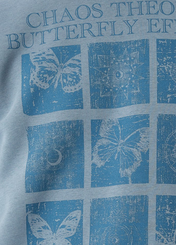 Серо-голубой свитшот KOTON рисунок без декора (362160136)