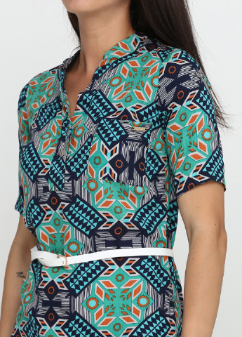 Бірюзова кежуал сукня сорочка Radda з геометричним візерунком